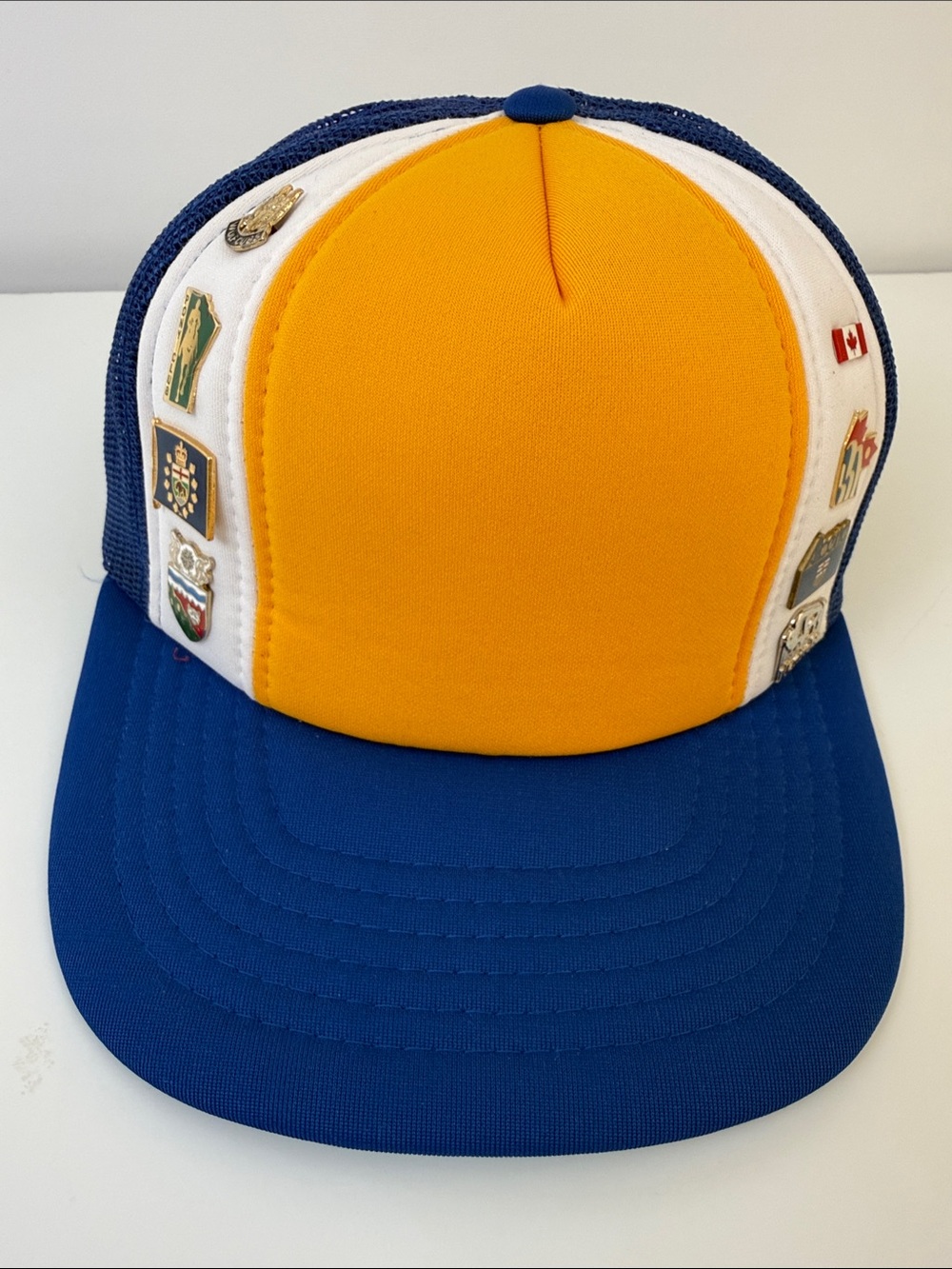Men Yellow and Blue Patch Trucker Hat